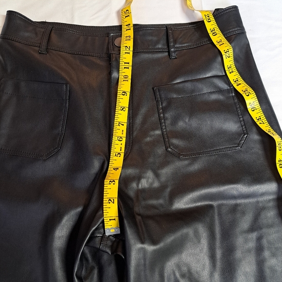 Zara Faux Leather Marine Wide Leg Black Pants - Picture 8 of 11